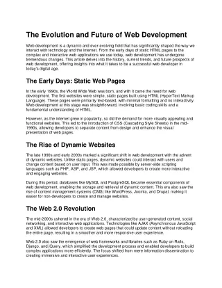 The Evolution and Future of Web Development