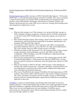 DevOps Engineering on AWS (AWS Certified DevOps Engineering – Professional (DOP-CO2))
