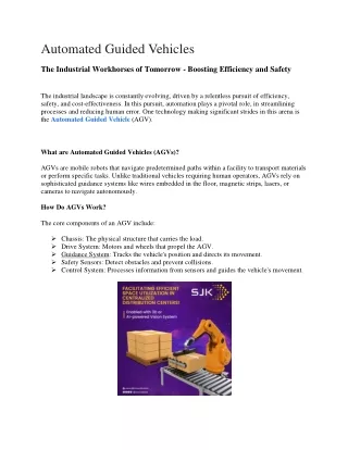 Automated guided vehicles | SJK Innovations