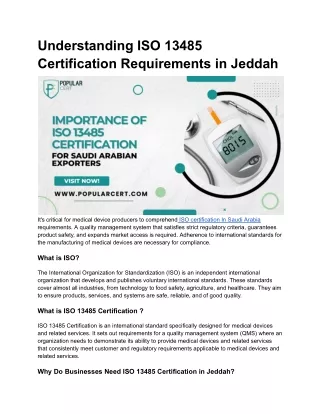 Understanding ISO 13485 Certification Requirements in Jeddah