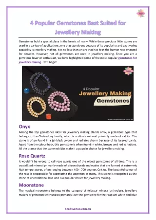 4 Popular Gemstones Best Suited for Jewellery Making