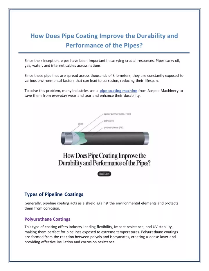 how does pipe coating improve the durability