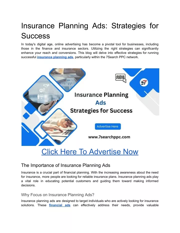 insurance planning ads strategies for success