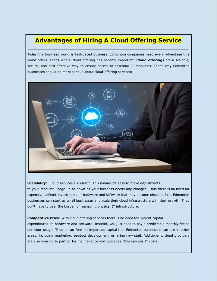 advantages of hiring a cloud offering service