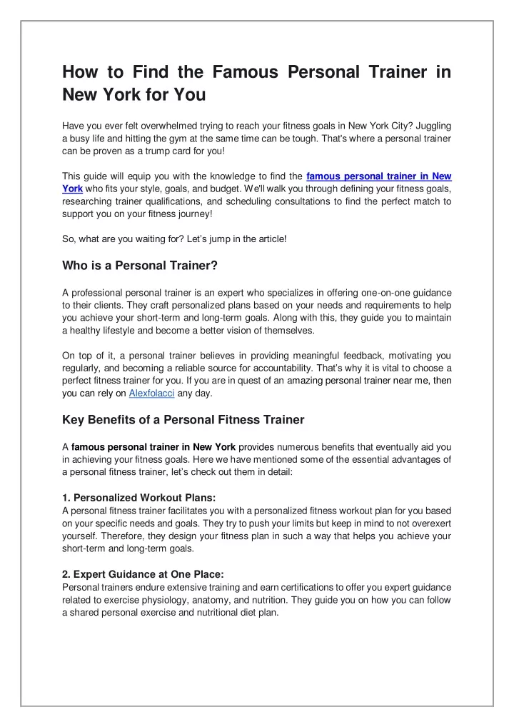 how to find the famous personal trainer