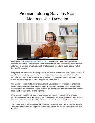 premier tutoring services near montreal with