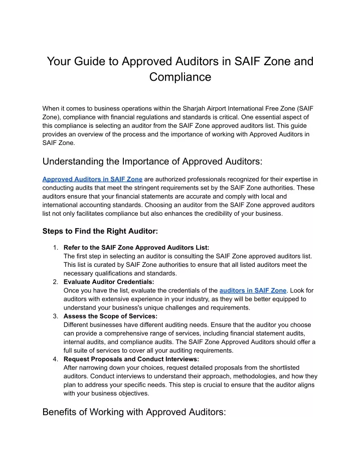 your guide to approved auditors in saif zone