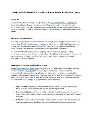 How to Apply for Great British Insulation Scheme Grants: Step-by-Step Process