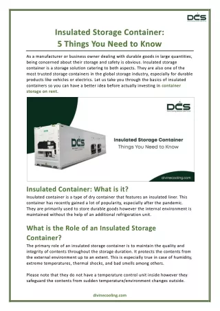 Insulated Storage Container - 5 Things You Need to Know