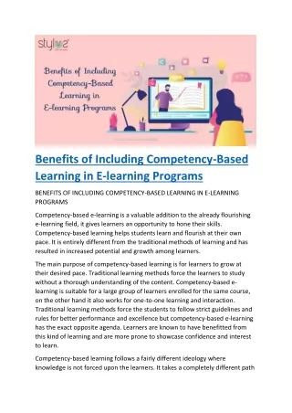 Benefits of Including Competency
