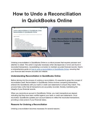 How to Undo a Reconciliation in QuickBooks Online