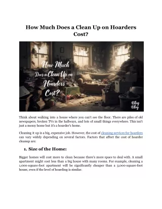 how much does a clean up on hoarders cost