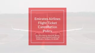Emirates Airlines Flight Ticket Cancellation Policy