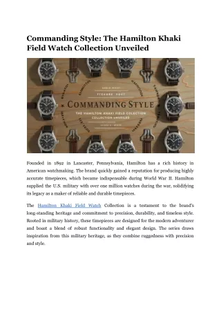 commanding style the hamilton khaki field watch