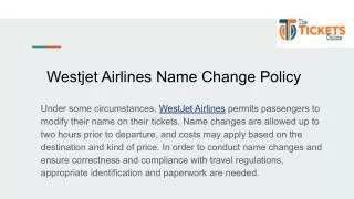 westjet airlines name change policy