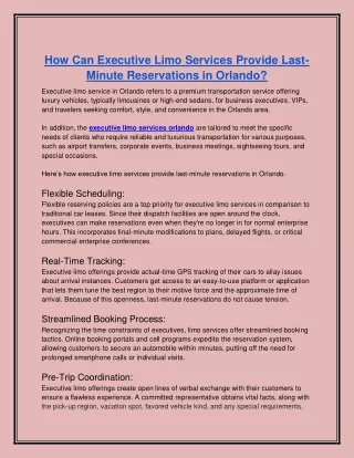Executive Limo Services Orlando_