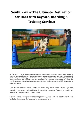 South Park is The Ultimate Destination for Dogs with Daycare, Boarding & Training Services
