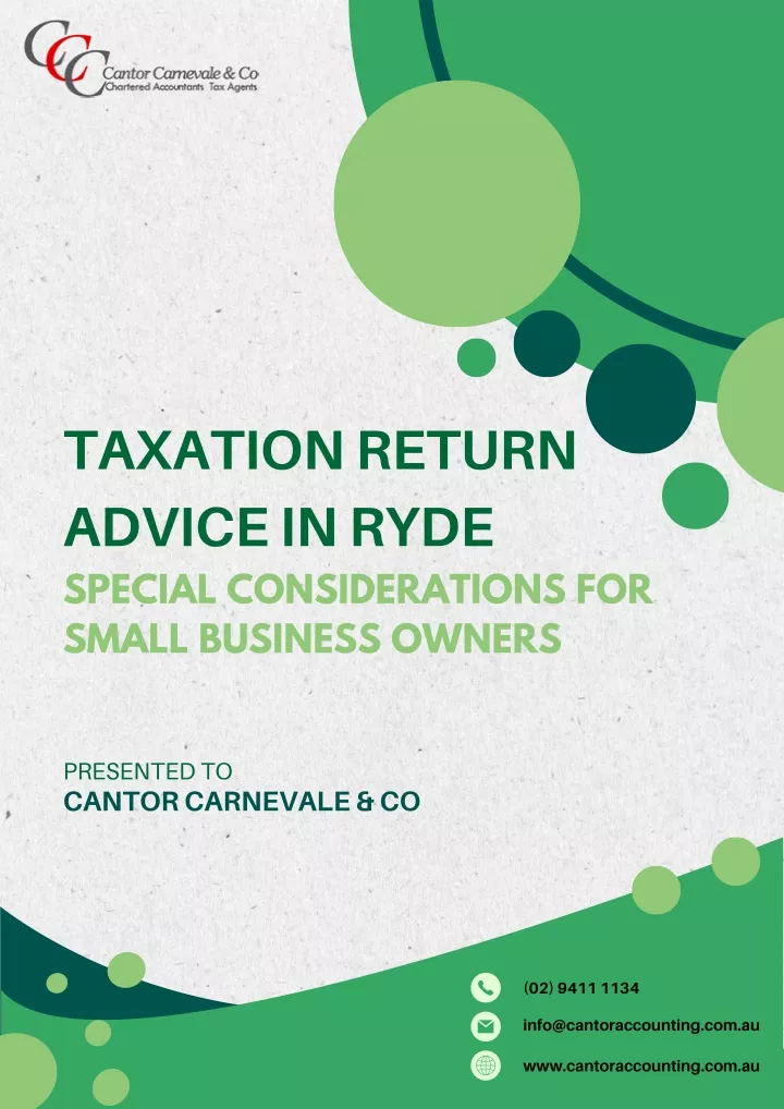 taxation return advice in ryde special