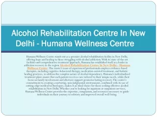 Best Alcohol Rehabilitation Centre In Delhi NCR - Humana Wellness Centre