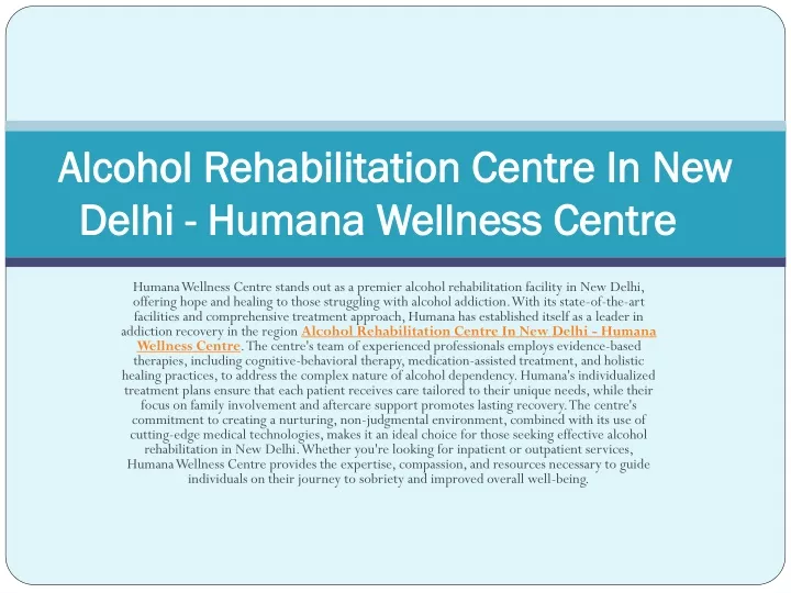 alcohol rehabilitation centre in new delhi humana wellness centre