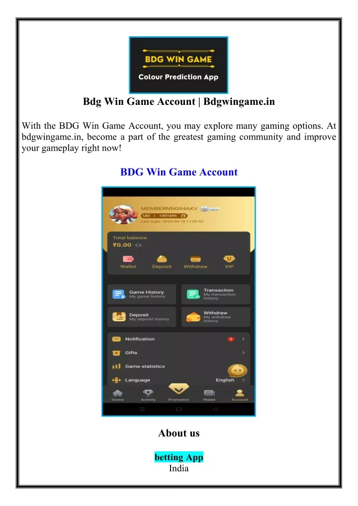 bdg win game account bdgwingame in