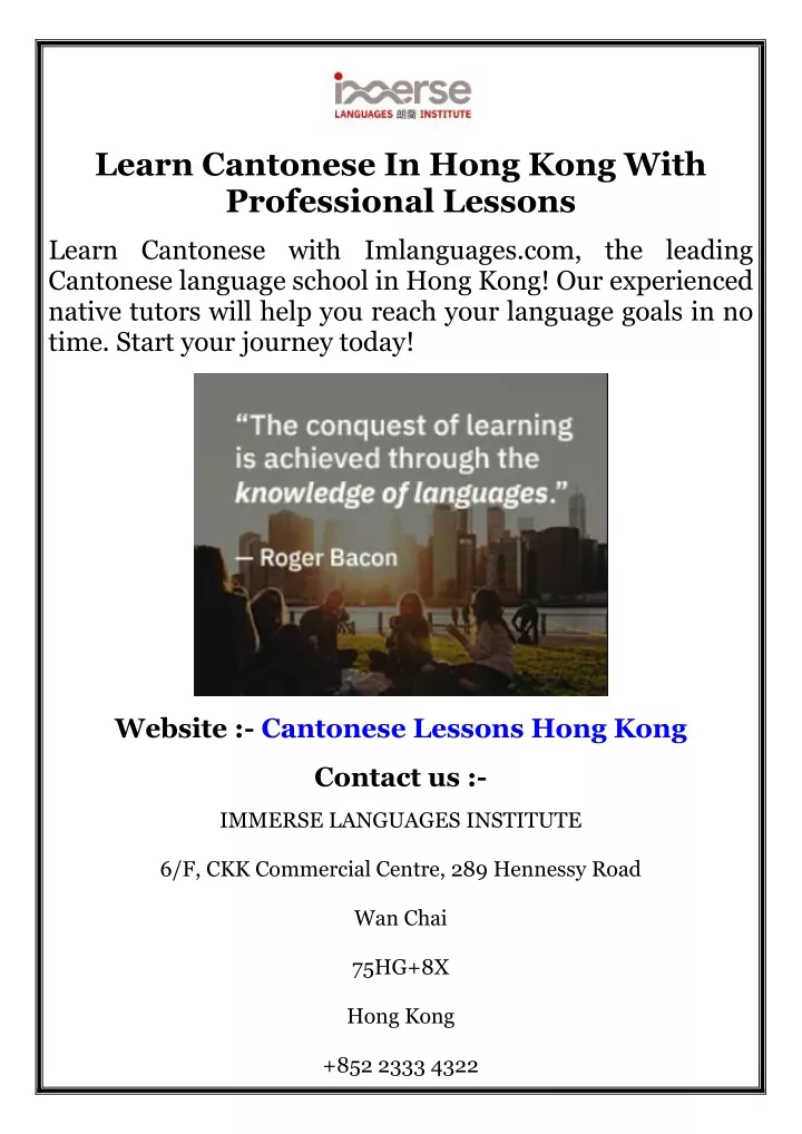 learn cantonese in hong kong with professional