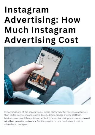 Instagram Advertising | How Much Instagram Advertising Cost | SFWPExperts