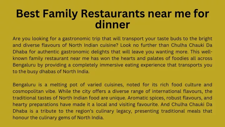 best family restaurants near me for dinner