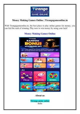 Money Making Games Online | Tirangagameonline.in