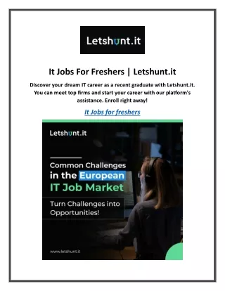 It Jobs For Freshers | Letshunt.it