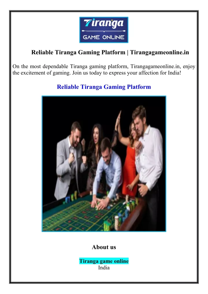 reliable tiranga gaming platform