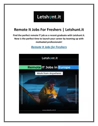 Remote It Jobs For Freshers | Letshunt.it