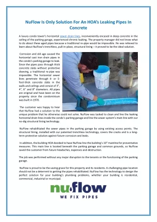 nuflow is only solution for an hoa s leaking