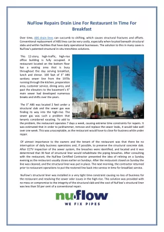 NuFlow Repairs Drain Line For Restaurant In Time For Breakfast