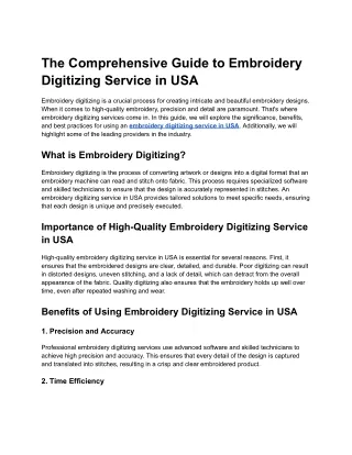 Embroidery digitizing service in usa