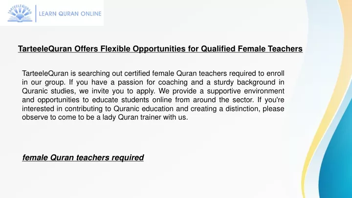 tarteelequran offers flexible opportunities