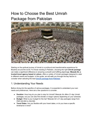 How to Choose the Best Umrah Package from Pakistan