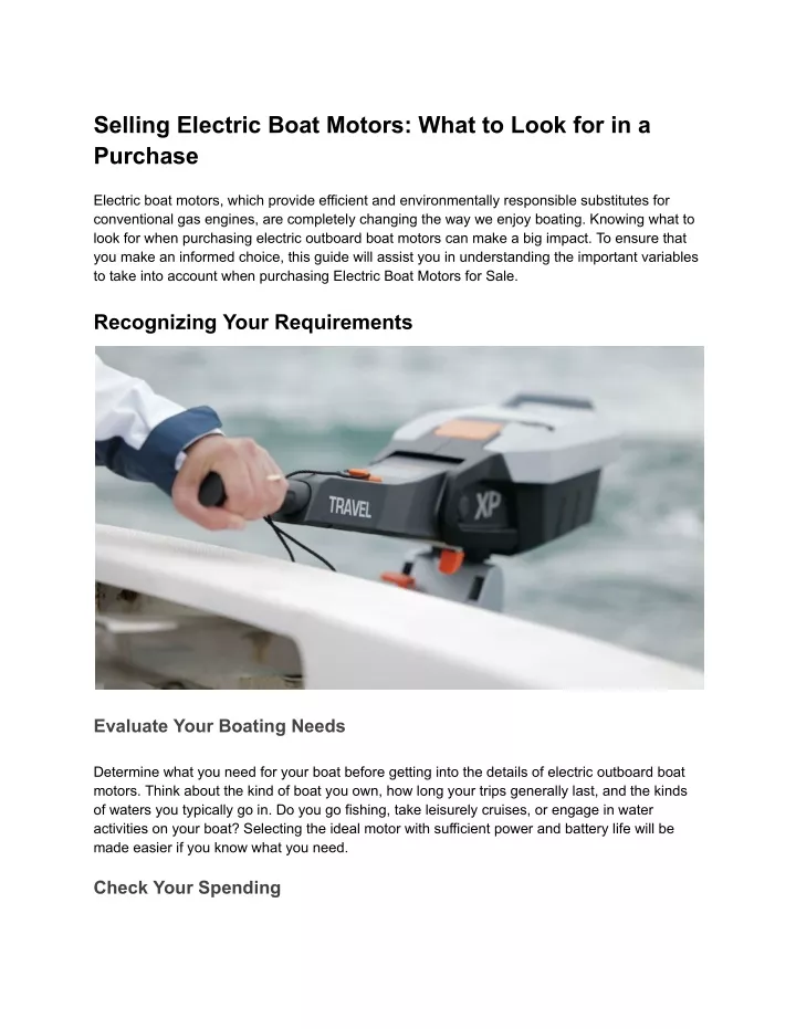 selling electric boat motors what to look