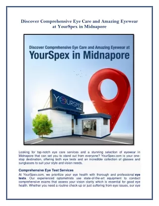 Discover Comprehensive Eye Care and Amazing Eyewear at YourSpex in Midnapore