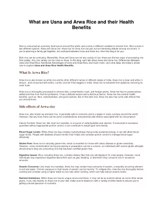 What are Usna and Arwa Rice and their health benefits (1)