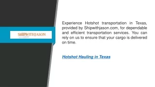 experience hotshot transportation in texas