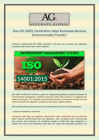 How ISO 14001 Certification Helps Businesses Become Environmentally Friendly