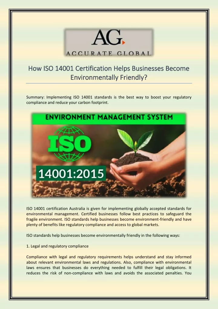 how iso 14001 certification helps businesses