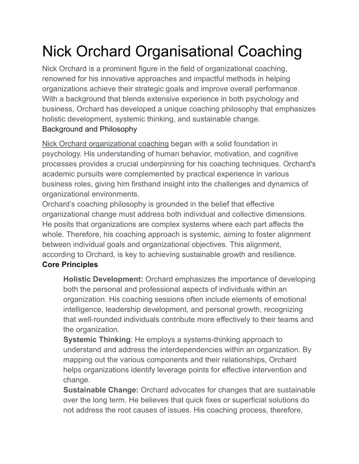 nick orchard organisational coaching