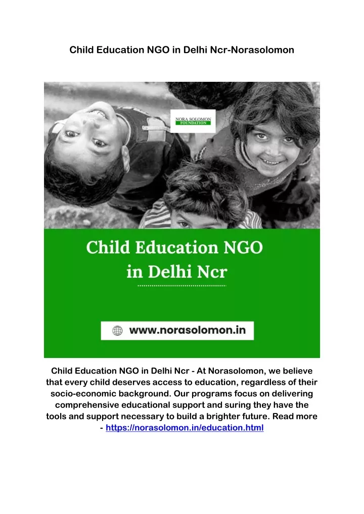 child education ngo in delhi ncr norasolomon