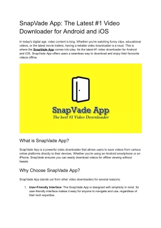 snapvade app the latest 1 video downloader