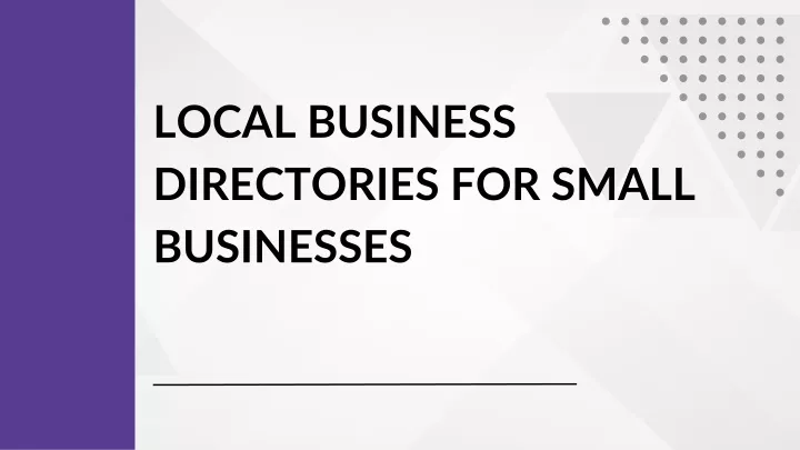 local business directories for small businesses