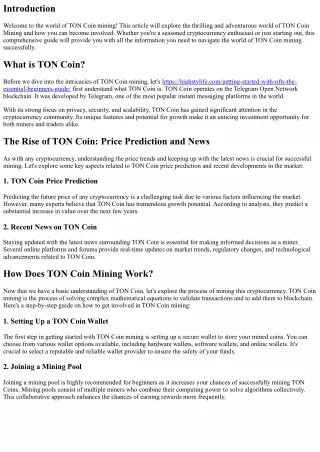 Exploring TON Coin Mining: How to Get Involved