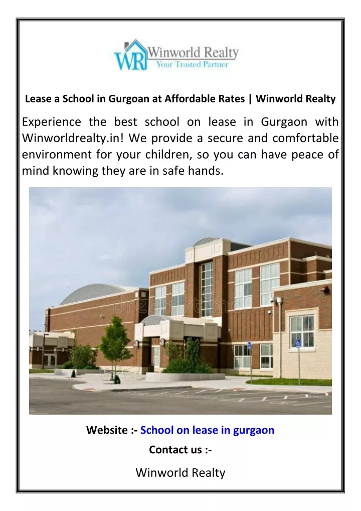 lease a school in gurgoan at affordable rates