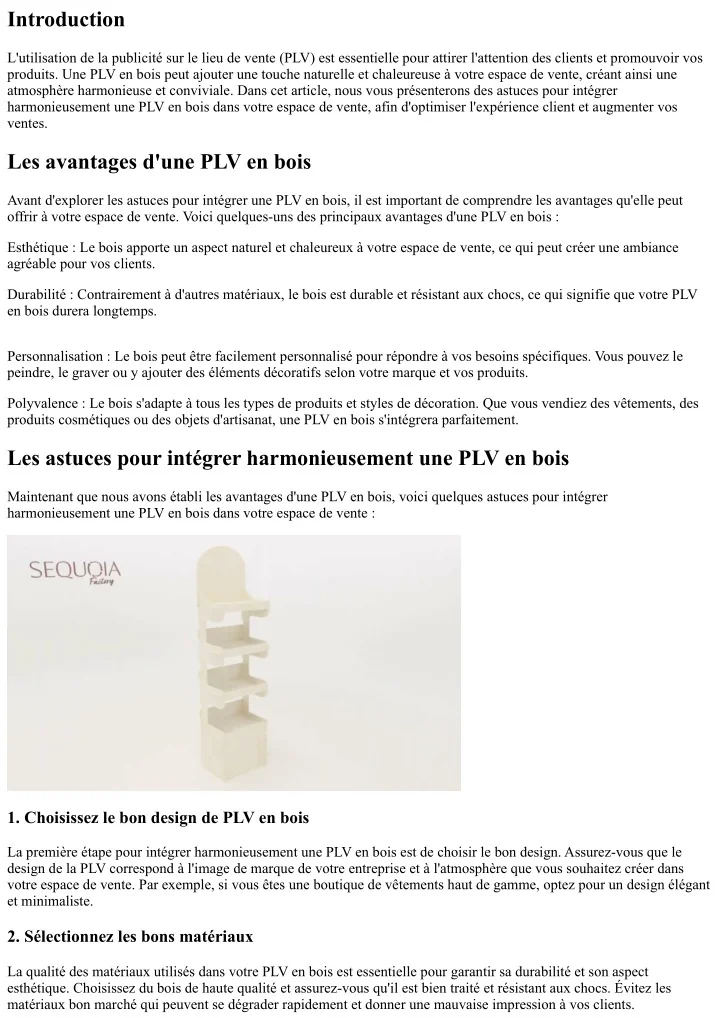 PPT - Les astuces pour intégrer harmonieusement une PLV en bois dans ...